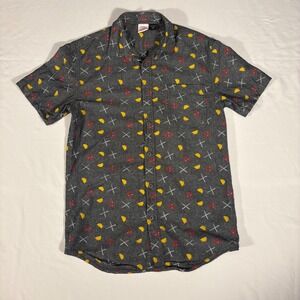 Marvel Deadpool Tacos Swords Button Down Shirt Mens M/M Short Sleeve